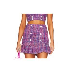 Assignment 'Marseille' Purple Tweed Embellished Mini Skirt Size XS